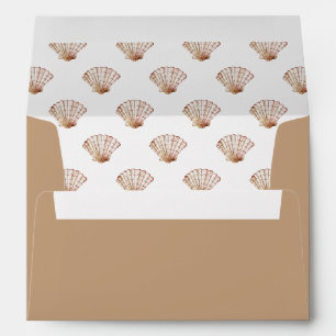 Tan Seashell Wedding Envelope