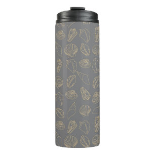 Tan Shells on Grey Thermal Tumbler