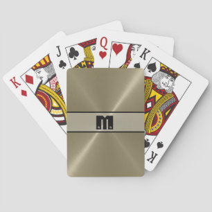 Tan Shiny Stainless Steel Metal 5 Playing Cards