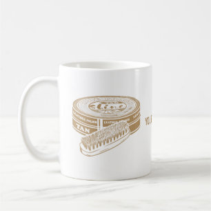 Tan shoepolish tin pop art coffee mug