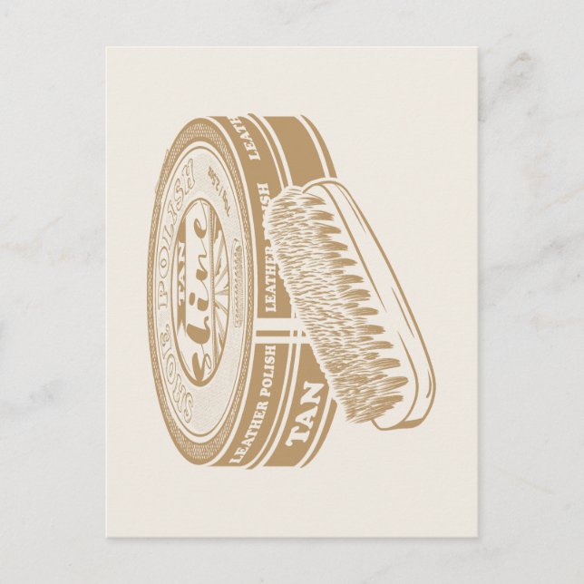 Tan shoepolish tin pop art postcard (Front)