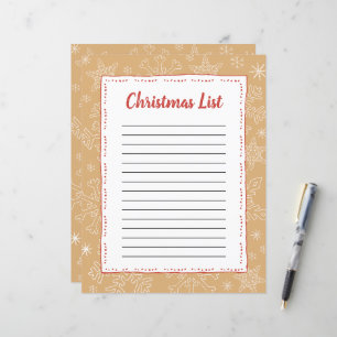 Tan Snowflake Christmas BG Santa Wish List