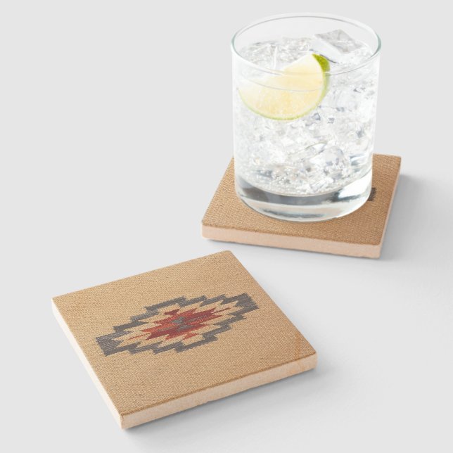 Tan Southwestern Native American Stone Coaster (Side)
