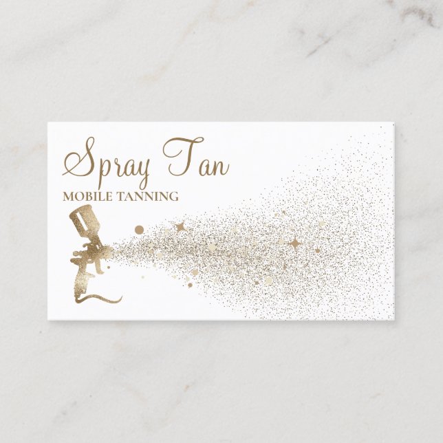 Tan Spray Sparkling Gold Business Card (Front)