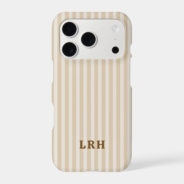 Tan Stripe Vintage Design Tiny Initials Monogram (Back)