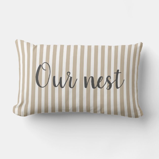 Tan stripes Lumbar Pillow (Front)