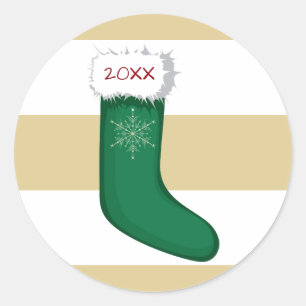 Tan Stripes Stocking - Circle Sticker