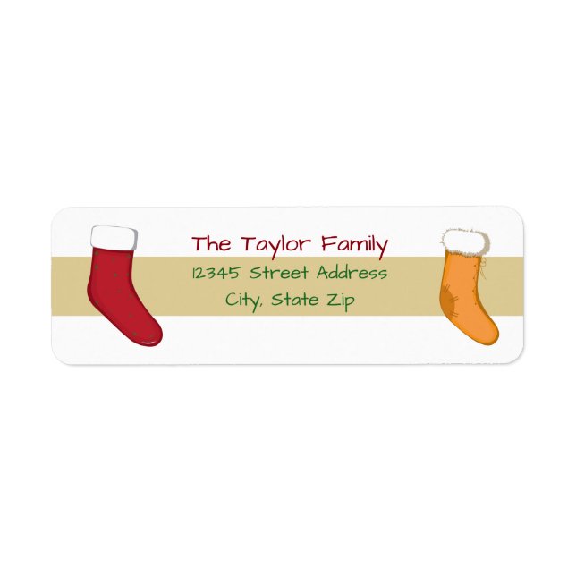 Tan Stripes Stocking - Return Address Label (Front)