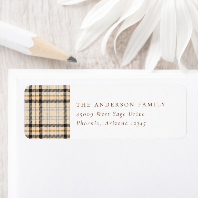 Tan Tartan Plaid Pattern Address (Insitu)
