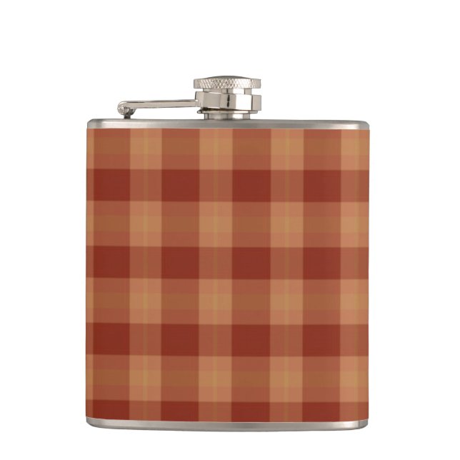Tan Tartan Vinyl Wrapped Flask (Front)