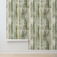 Tan Taupe Sage Green Stripes Watercolor