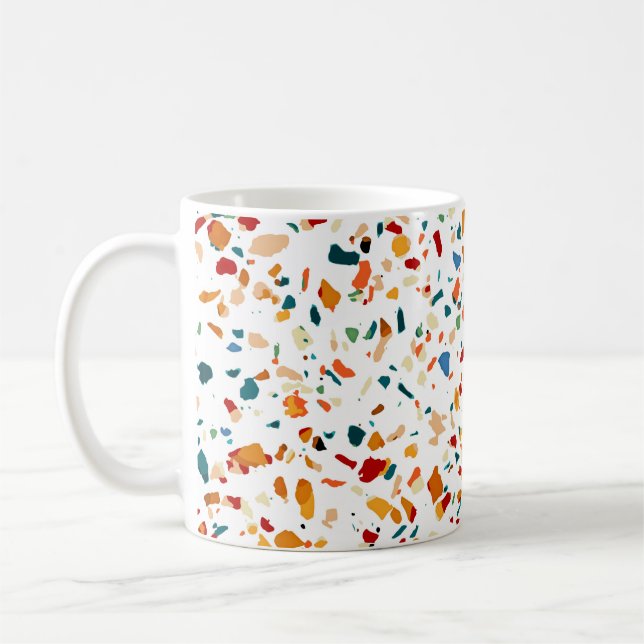 Tan Terrazzo | Eclectic Quirky Confetti Painting | Coffee Mug (Left)
