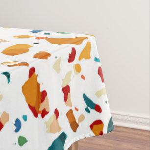Tan Terrazzo Eclectic Quirky Confetti Painting Tablecloth