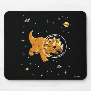 Tan Triceratops Dinos In Space Mouse Pad