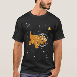 Tan Triceratops Dinos In Space T-Shirt