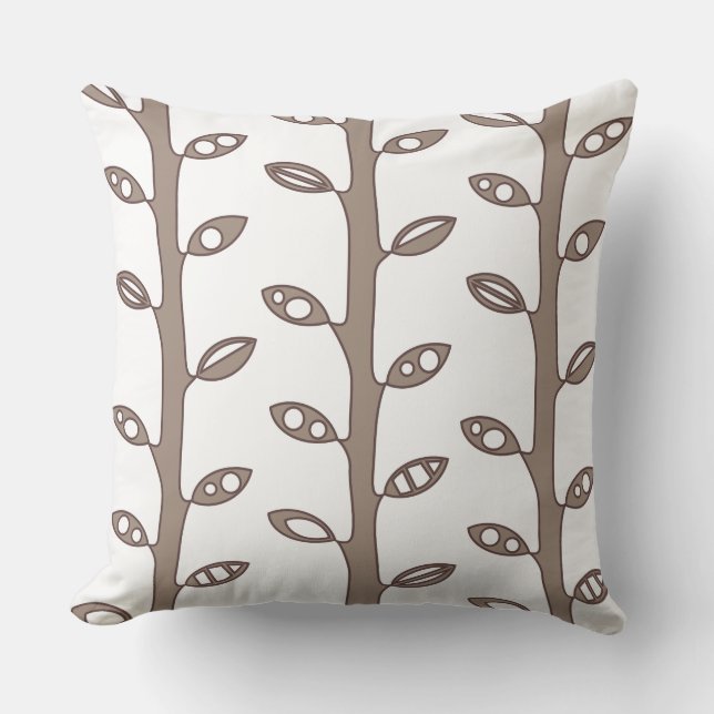 Tan VINES Retro DESIGN Throw Pillow (Front)