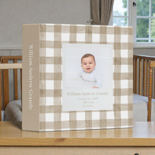Tan Watercolor Custom Personalized Baby Photos Binder