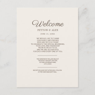 Tan Wedding Guest Welcome  Enclosure Card