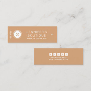 Tan White Boutique Size and Price Calling Card