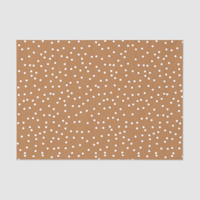 Tan & White Confetti Polka Dots Tissue Paper (Front)