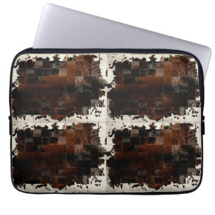Tan White Cowhide Patchwork Print  Laptop Sleeve