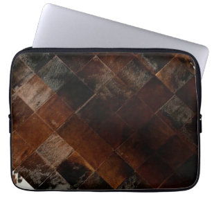 Tan White Cowhide Patchwork Print  Laptop Sleeve