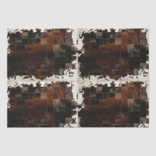 Tan White Cowhide Patchwork Print  Tissue Paper