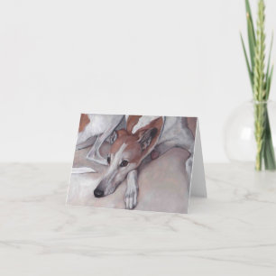 Tan & White Greyhound Dog Art Note Card