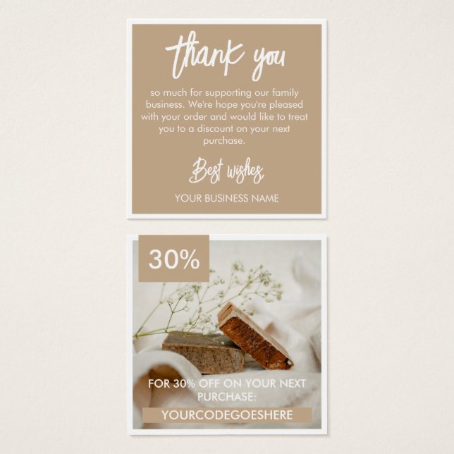 Tan White Photo & Promo Code Thank You (Front & Back)