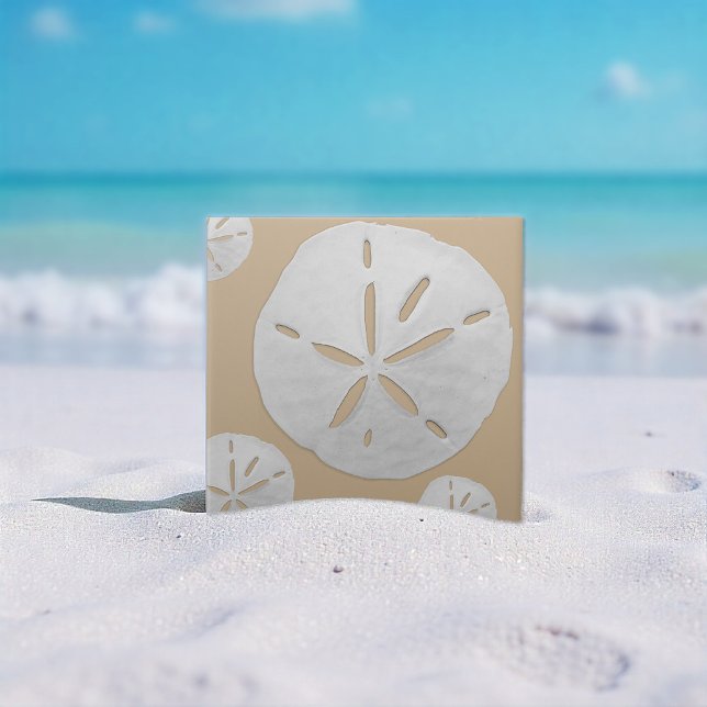 Tan & White Tropical Beach Sand Dollar Tile (Creator Uploaded)
