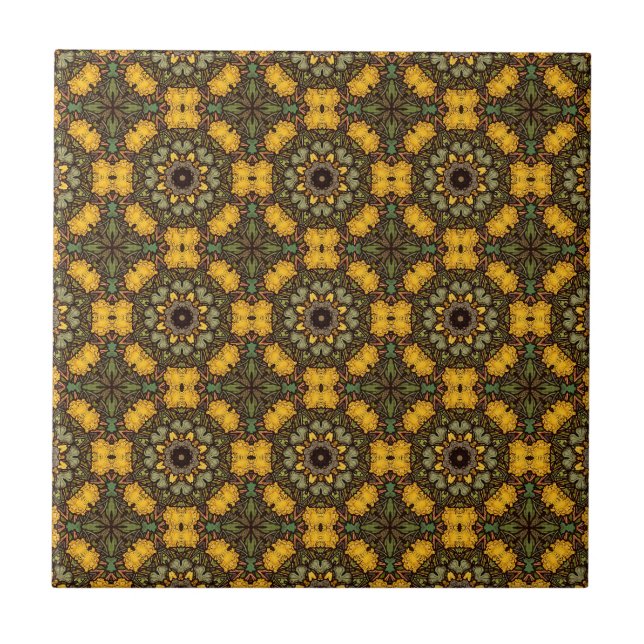Tan William Morris- Arts and crafts inspired  Tile (Front)