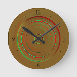 Tan with Neon Multicolored Red Lime Green Centre Round Clock