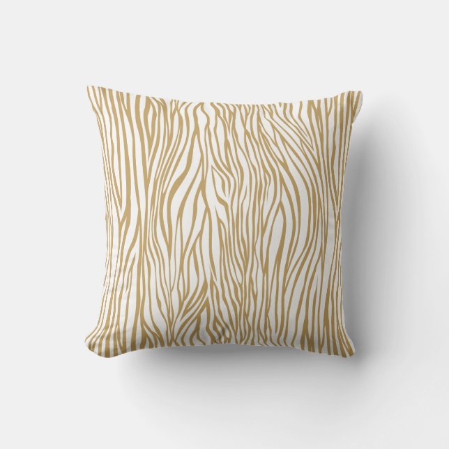 Tan Zebra Animal Print Throw Pillow (Front)