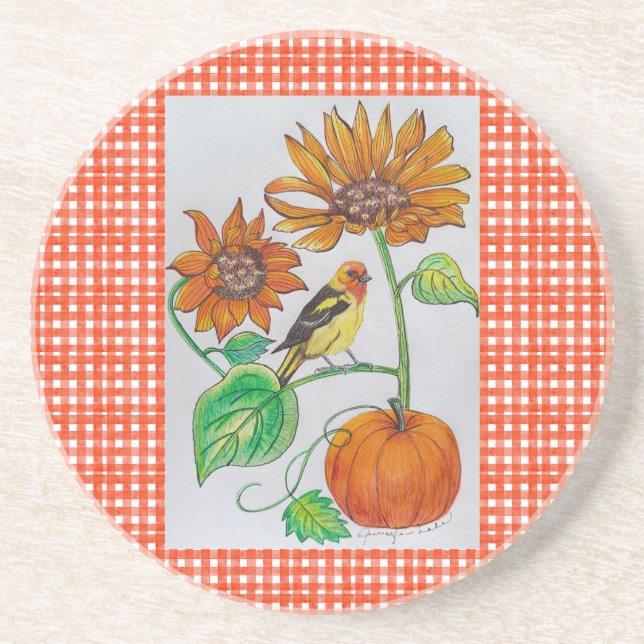 Tanager Pumpkin Coaster (Front)