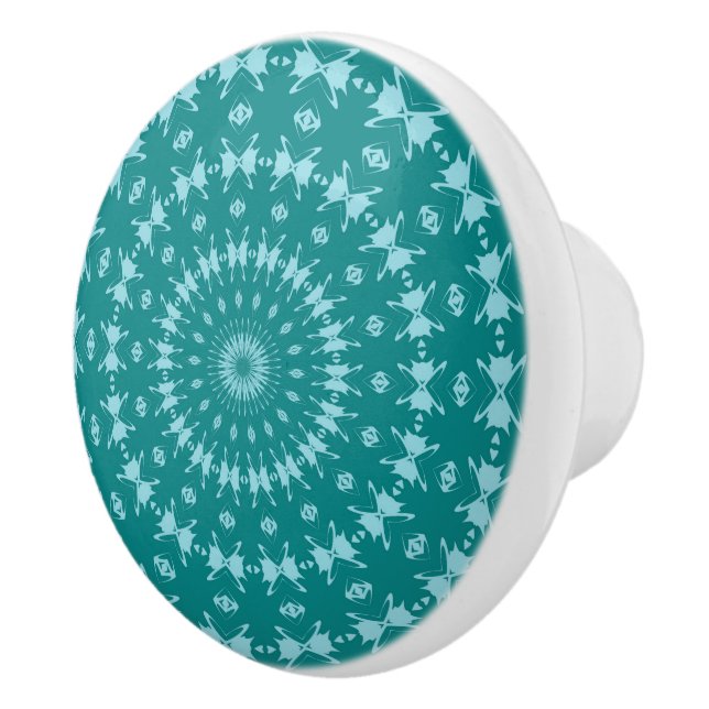 Tanager Turquoise and Teal Blue Abstract Pattern M Ceramic Knob (Right)