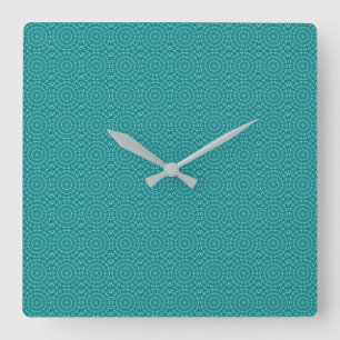 Tanager Turquoise and Teal Blue Repeat Pattern Square Wall Clock