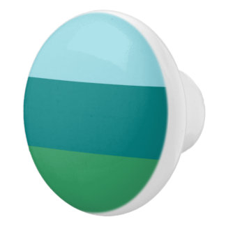 Tanager Turquoise, Teal Blue and Kelly Green Horiz Ceramic Knob