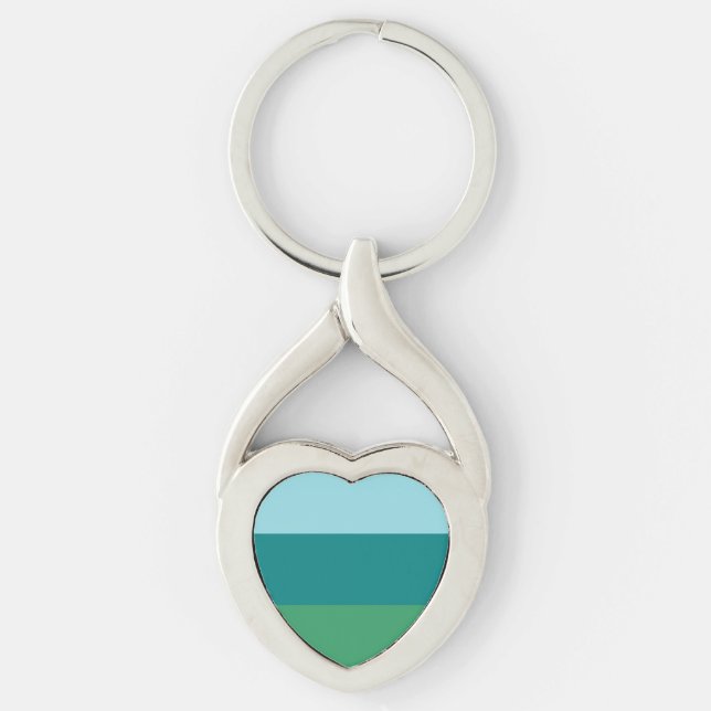 Tanager Turquoise, Teal Blue and Kelly Green Horiz Keychain (Front)