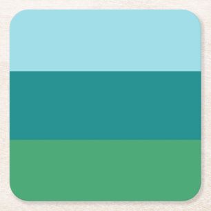 Tanager Turquoise, Teal Blue and Kelly Green Horiz Square Paper Coaster