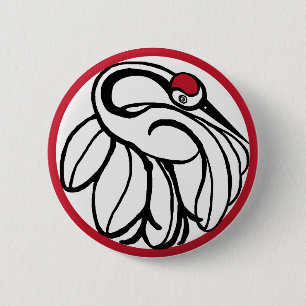 Tancho Japanese Crane 2 Inch Round Button