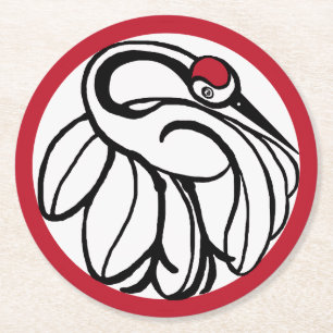 Tancho Japanese Crane Round Paper Coaster