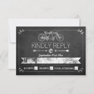 Tandem Bicycle Chalkboard Typographie Mariage RSVP