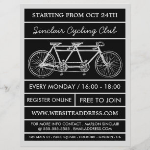 Tandem Bicycle, Cycling Club Advertising Flyer