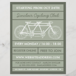 Tandem Bicycle, Cycling Club Advertising Flyer