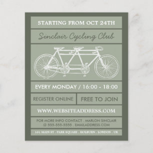 Tandem Bicycle, Cycling Club Advertising Flyer