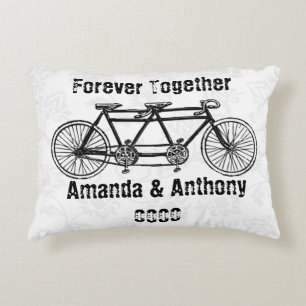 Tandem bicycle,forever together,LOVE and COUPLE Decorative Pillow