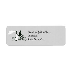 Tandem Bicycle Grey Wedding Return Address Labels
