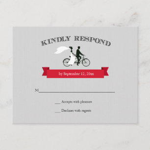 Tandem Bicycle Grey Wedding RSVP Card
