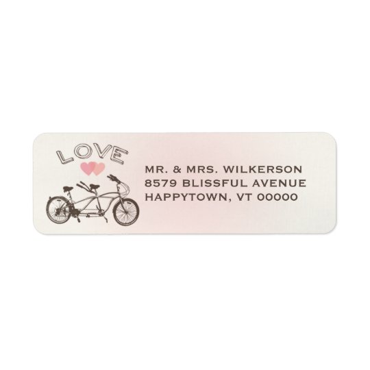 Tandem Bicycle Love Label Return Address Label