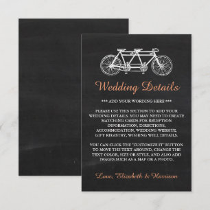 Tandem Bicycle On Chalkboard Wedding Detail Insert